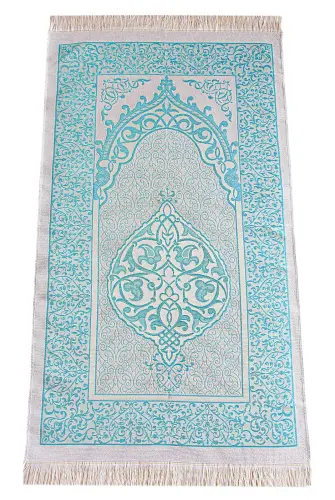 Hediyelik 4 Parça Mevlüt Seti İsme Özel Kadife Kaplı Yasin, Tesbihli Seccade Seti - Turkuaz - 3