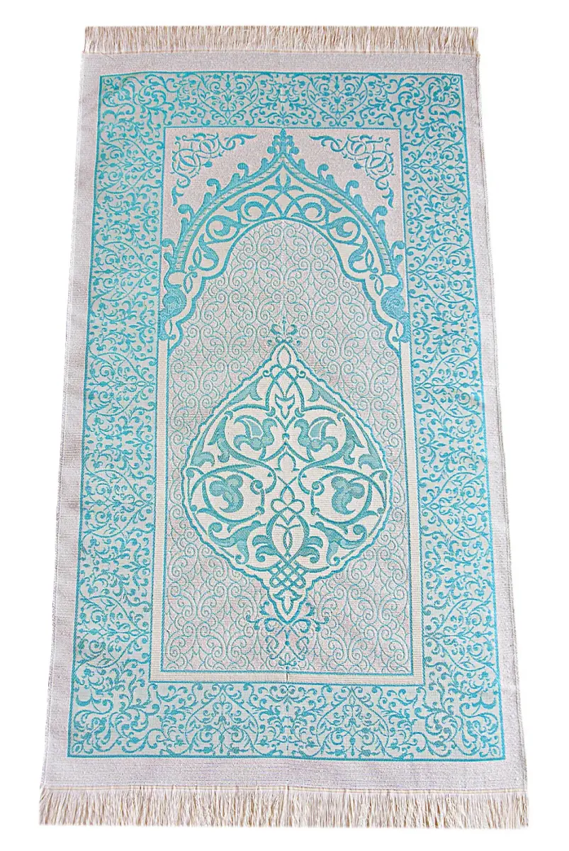 Hediyelik 4 Parça Mevlüt Seti İsme Özel Kadife Kaplı Yasin, Tesbihli Seccade Seti - Turkuaz - 3