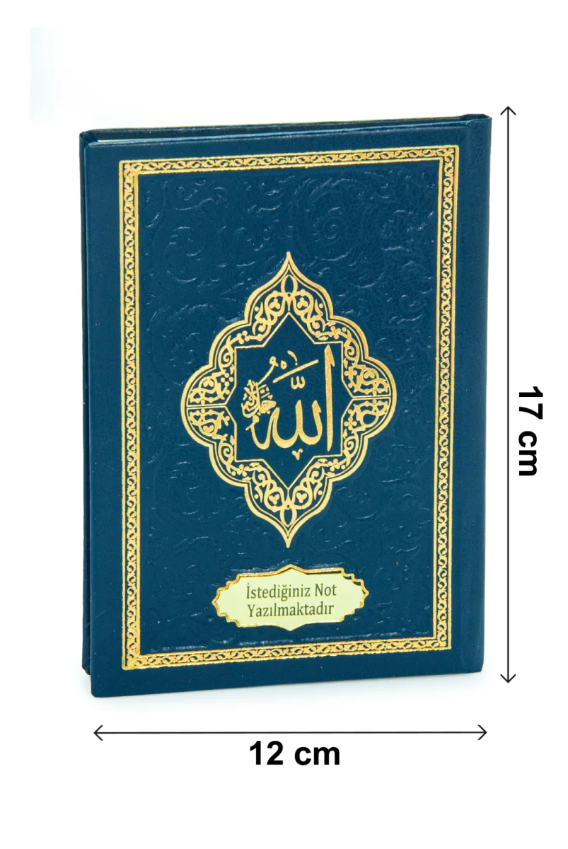 Hediyelik İsme Özel Kabartmalı Yaldızlı Deri Ciltli Yasini Şerif Kitabı - Çanta Boy – 128 Sayfa - Lacivert - 4