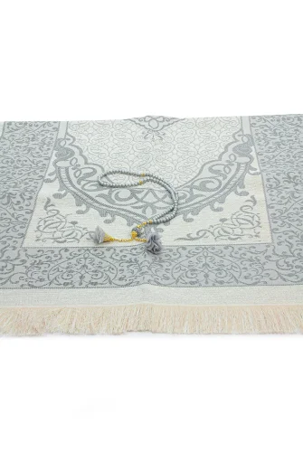 Hediyelik İsme Özel Tesbihli Seccade Seti Gri - 6