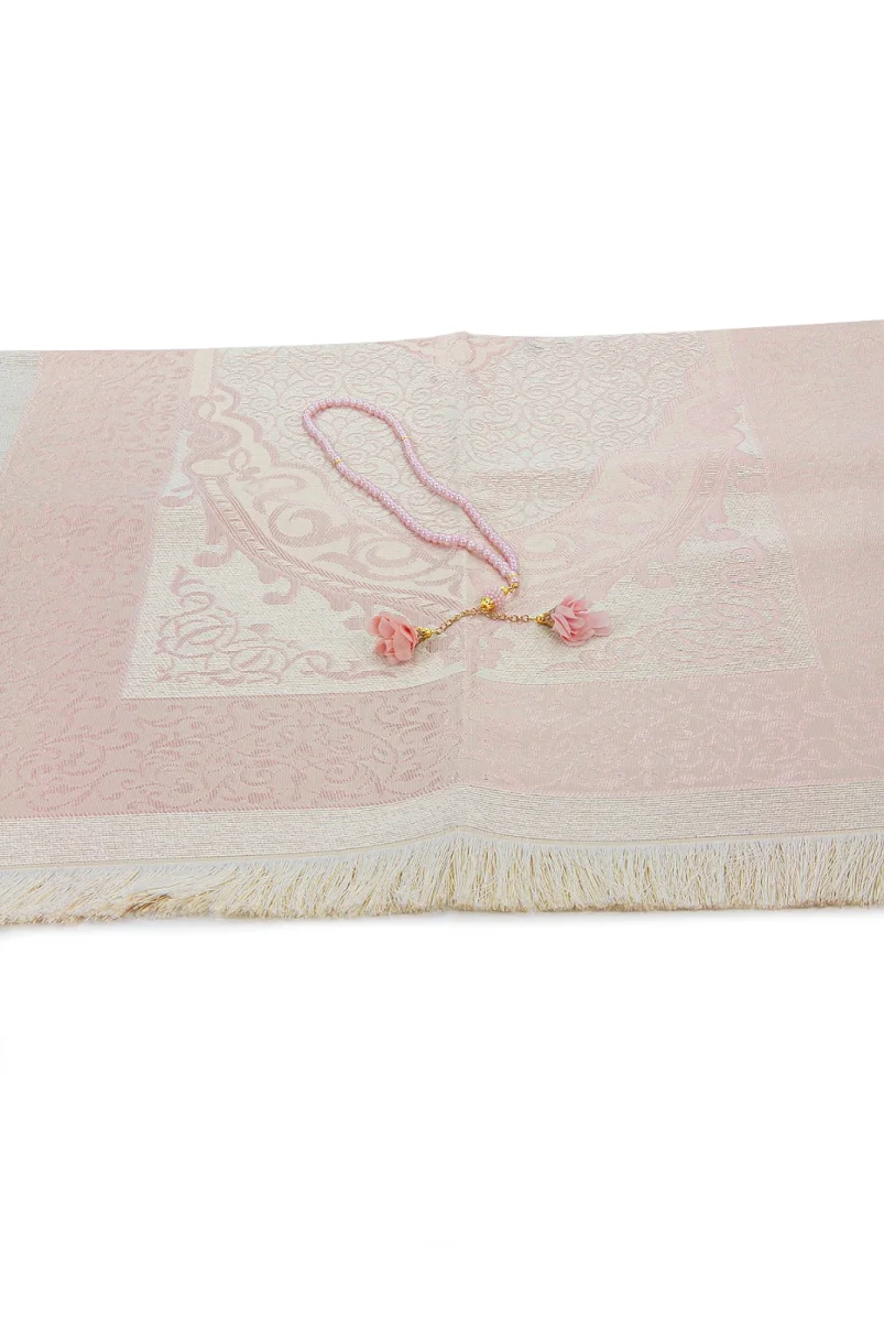 Hediyelik İsme Özel Tesbihli Seccade Seti Pembe - 6