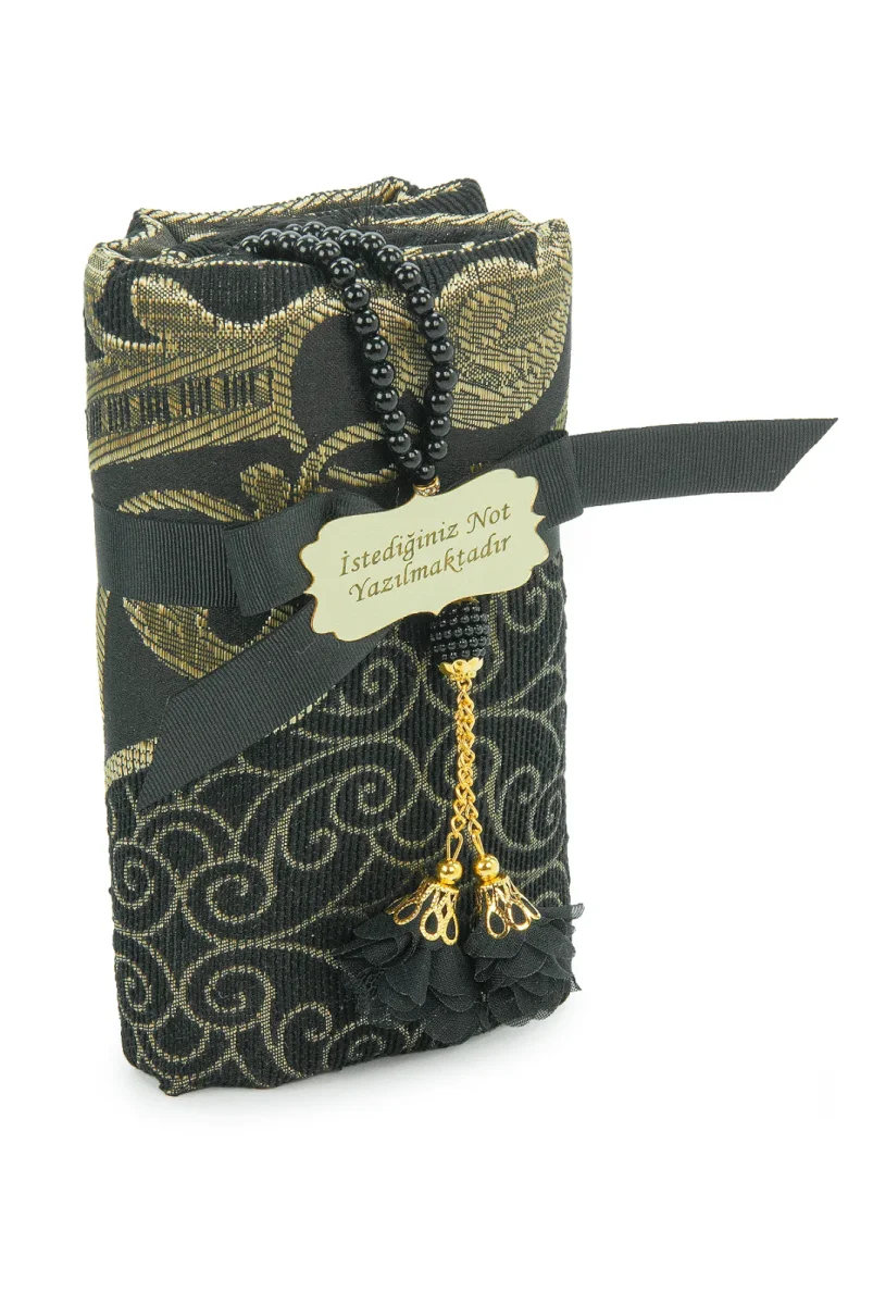 Hediyelik İsme Özel Tesbihli Seccade Seti Siyah - 4