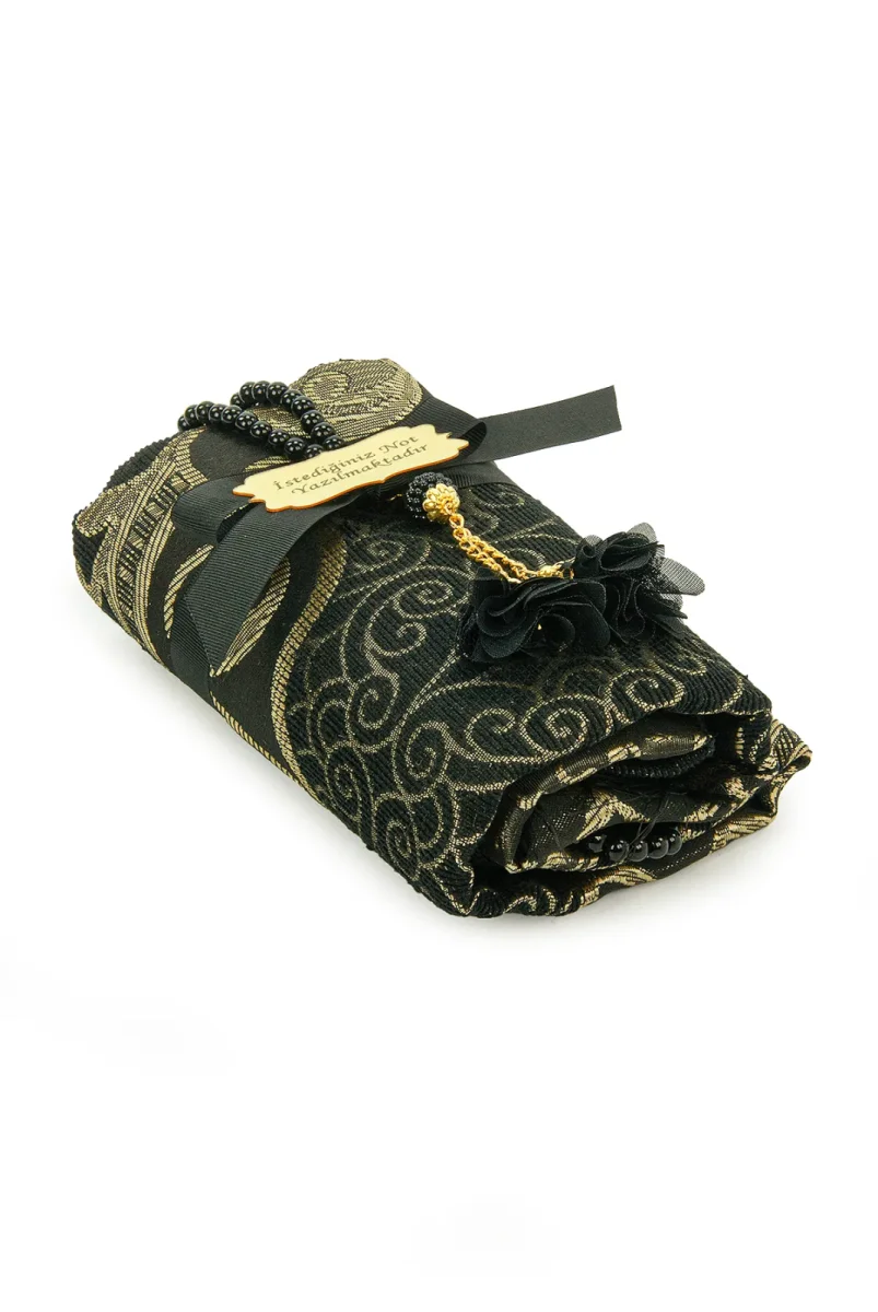 Hediyelik İsme Özel Tesbihli Seccade Seti Siyah - 5