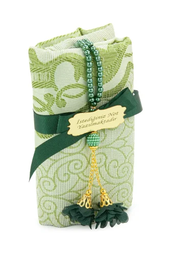 Hediyelik İsme Özel Tesbihli Seccade Seti Yeşil - 4