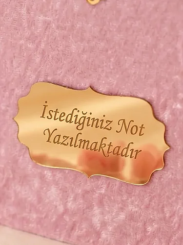 Hediyelik Kadife Kaplı İsme Özel Arapça Orta Boy Kuranı Kerim Pembe - 10