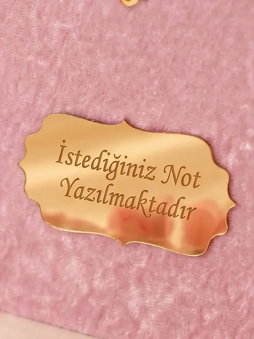 Hediyelik Kadife Kaplı İsme Özel Arapça Orta Boy Kuranı Kerim Pembe - 10