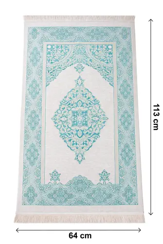 Hediyelik Kişiye Özel İsimli Seccade Seti - Yasin Kitabı, Tesbih, Zikirmatik, Esans - Mavi - 3