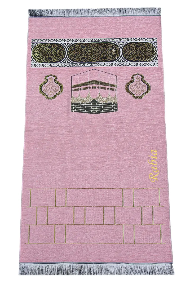 Hediyelik Kutulu Kişiye Özel Tesbih Zikirmatik İsimli Seccade Seti Pembe - 3