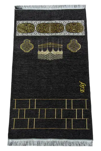 Hediyelik Kutulu Kişiye Özel Tesbih Zikirmatik İsimli Seccade Seti Siyah - 3