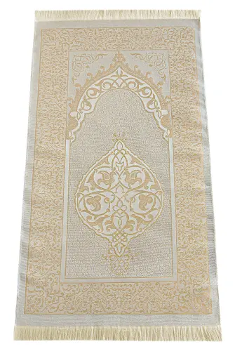 Hediyelik Şantuk Çantalı, Tesbihli, Çeyizlik Seccade Seti - Gold - 4