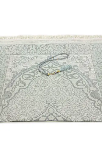 Hediyelik Şantuk Çantalı, Tesbihli, Çeyizlik Seccade Seti - Gri - 3