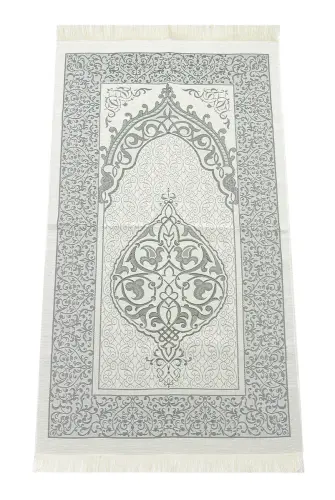 Hediyelik Şantuk Çantalı, Tesbihli, Çeyizlik Seccade Seti - Gri - 4