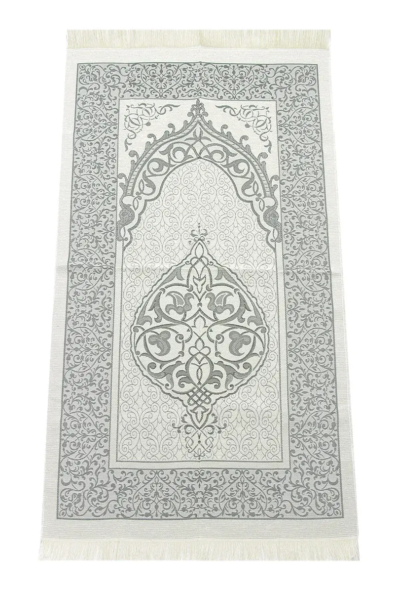 Hediyelik Şantuk Çantalı, Tesbihli, Çeyizlik Seccade Seti - Gri - 4