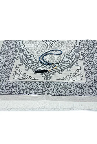 Hediyelik Şantuk Çantalı, Tesbihli, Çeyizlik Seccade Seti - Lacivert - 4