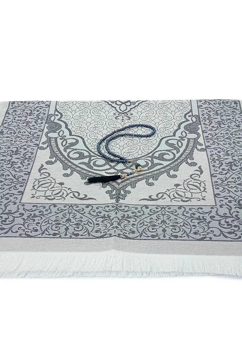 Hediyelik Şantuk Çantalı, Tesbihli, Çeyizlik Seccade Seti - Lacivert - 4