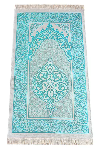 Hediyelik Şantuk Çantalı, Tesbihli, Çeyizlik Seccade Seti - Mavi - 4