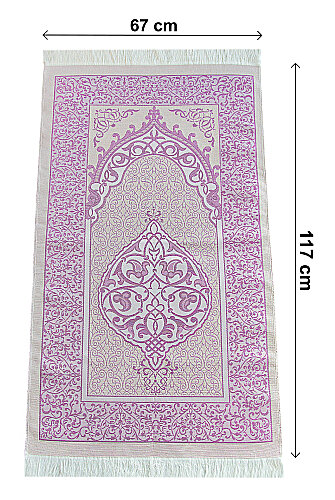 Hediyelik Şantuk Çantalı, Tesbihli, Çeyizlik Seccade Seti - Mor - 5