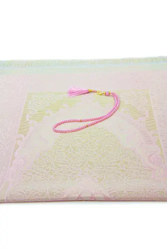 Hediyelik Şantuk Çantalı, Tesbihli, Çeyizlik Seccade Seti - Pembe - 3