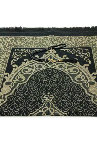 Hediyelik Şantuk Çantalı, Tesbihli, Çeyizlik Seccade Seti - Siyah - 3