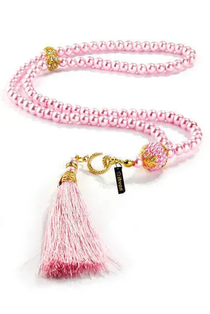 Vavlı Tuğralı 99 lu İnci Tesbih - Pembe - 1