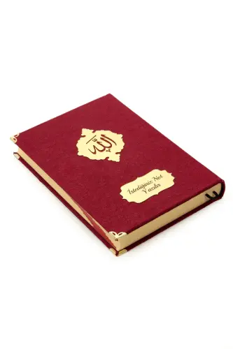 Hediyelik Türkçe Mealli İsme Özel Orta Boy Kadife Kaplı Kuranı Kerim Bordo - ihvanonline (1)