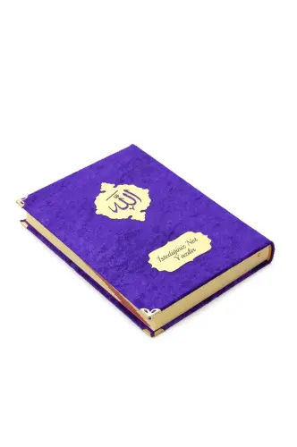 Hediyelik Türkçe Mealli İsme Özel Orta Boy Kadife Kaplı Kuranı Kerim Mor - ihvanonline (1)