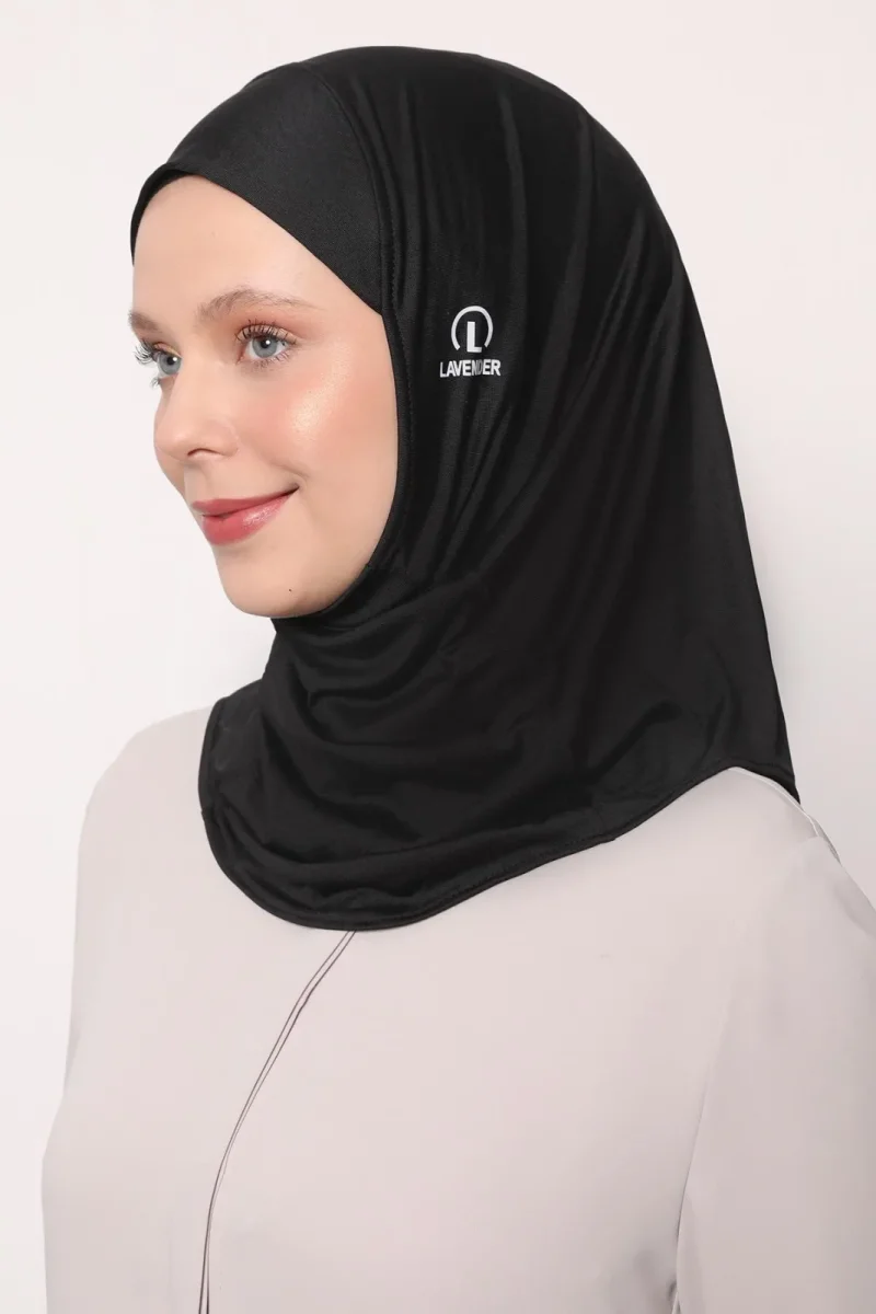 Hijab Sport Penye Bone - Siyah - 1