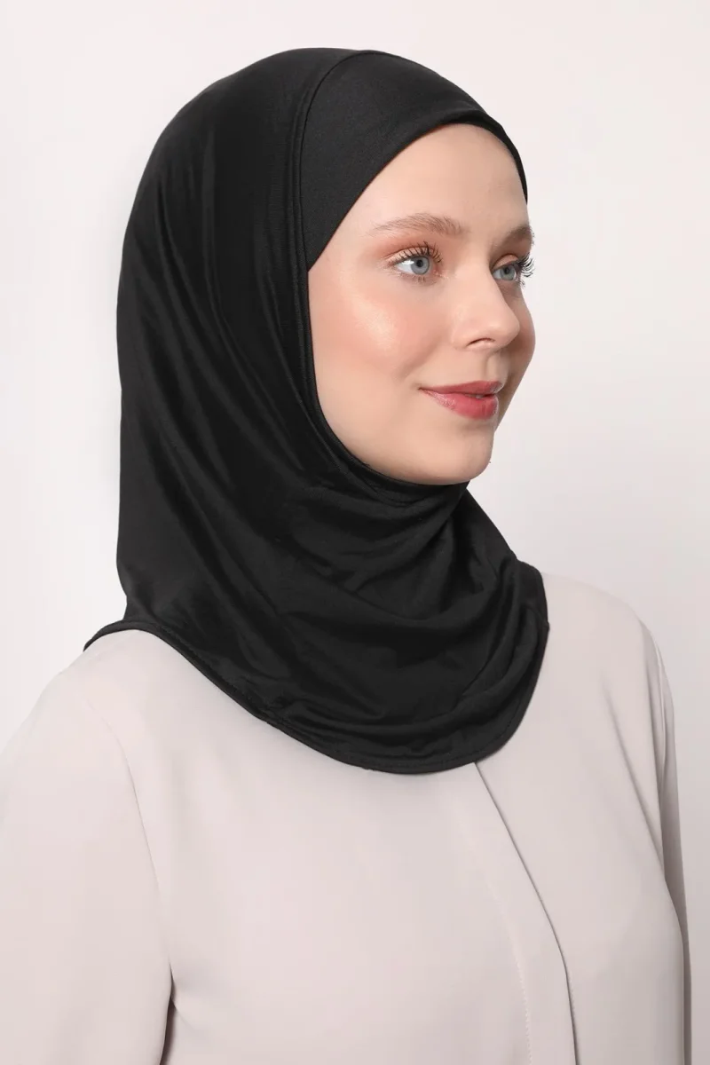 Hijab Sport Penye Bone - Siyah - 3
