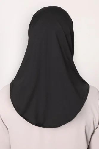 Hijab Sport Penye Bone - Siyah - 4