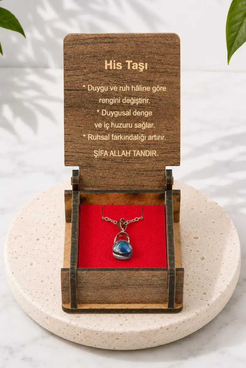 His Taşı Kolye - Ahşap Kutulu Hediyelik - 1