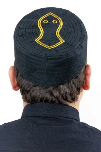Horseshoe Patterned Patterned Fabric Cap Black - İhvan (1)