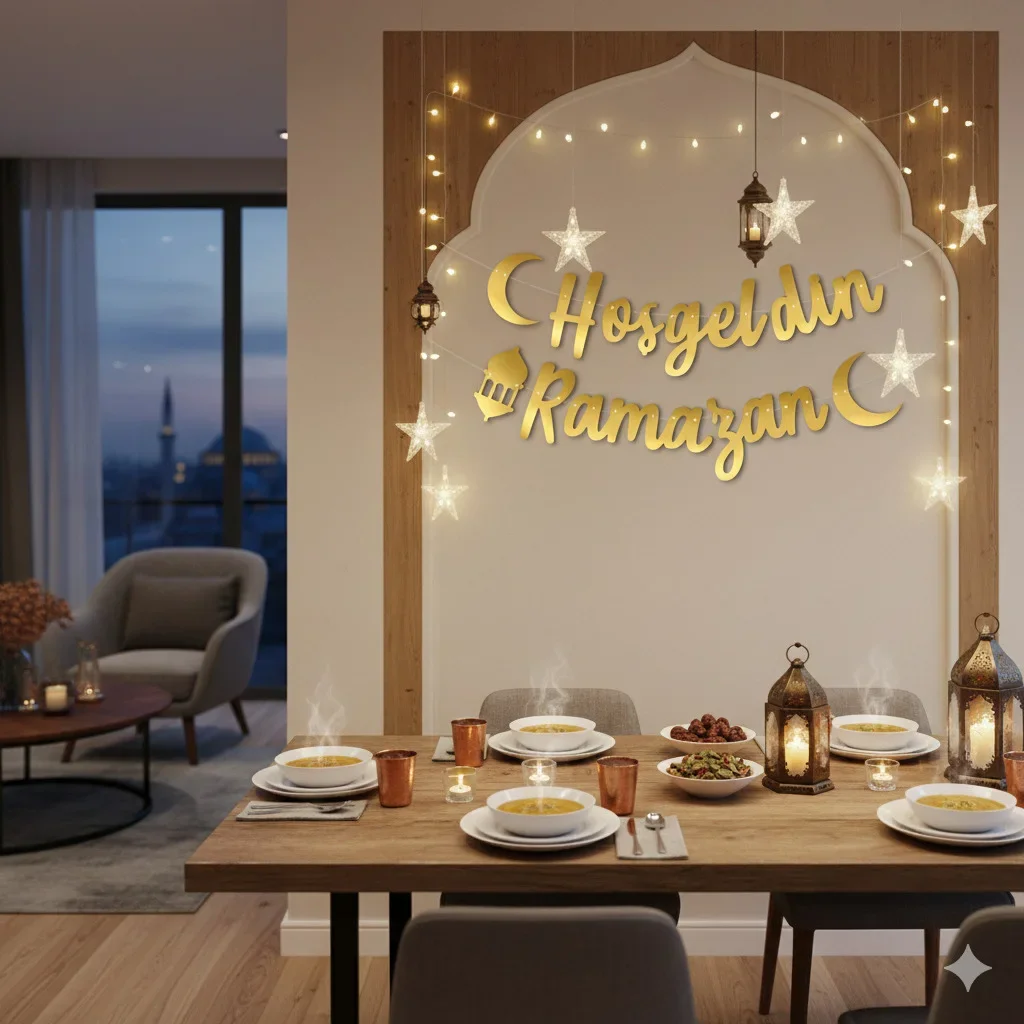 Hoşgeldin Ramazan Banner Yazı, Dekoratif Ramazan Köşesi Süslemesi - 3