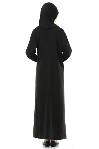 Ikhwan 5008-1 Black Practical Self Covered Prayer Dress - İhvan (1)