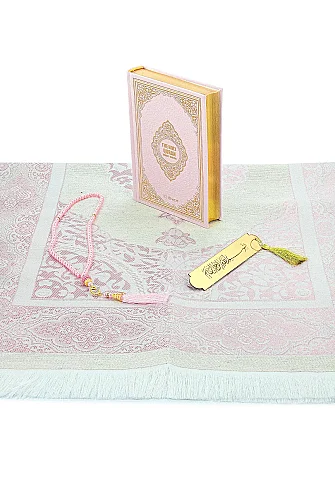 Arapça İngilizce Kuranı Kerim, Seccade ve Tesbih Hediye Seti - Pembe - 3