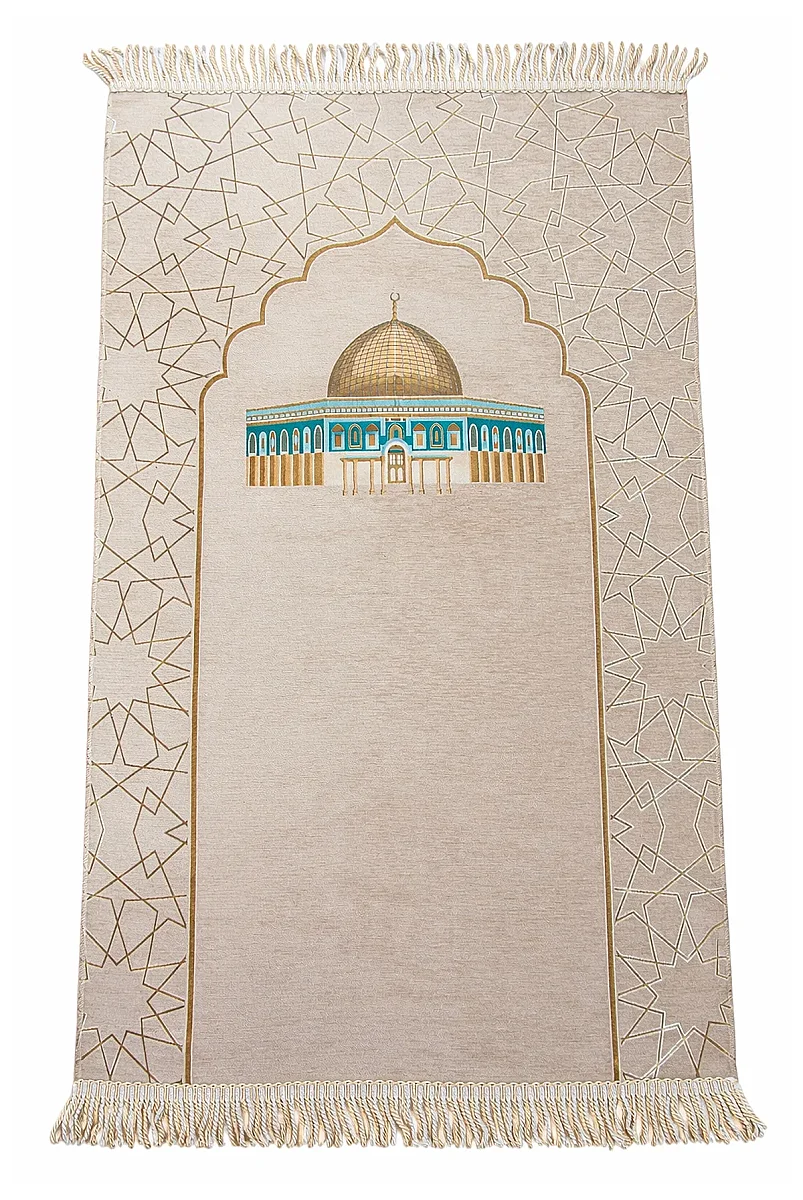 Mescidi Aksa Desenli Şönil Seccade - Krem - 4