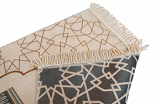 Mescidi Aksa Desenli Şönil Seccade - Krem - 5