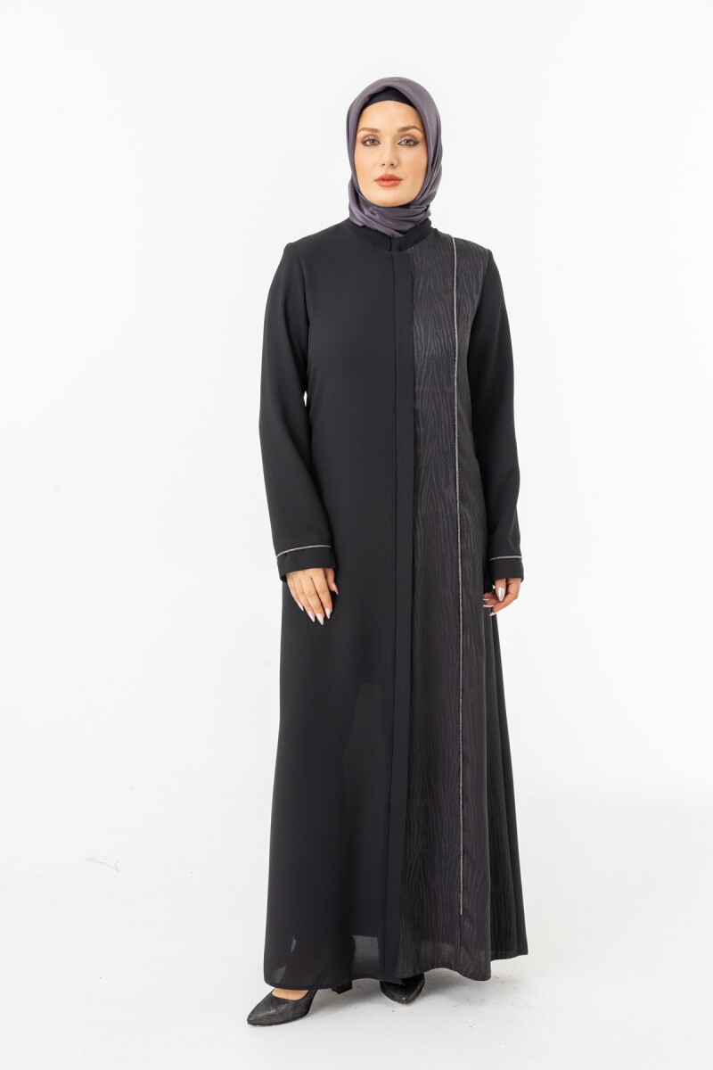 İHVAN ZRNY 5505-25 SİYAH JAKARLI ARA BİYELİ FERACE - 1