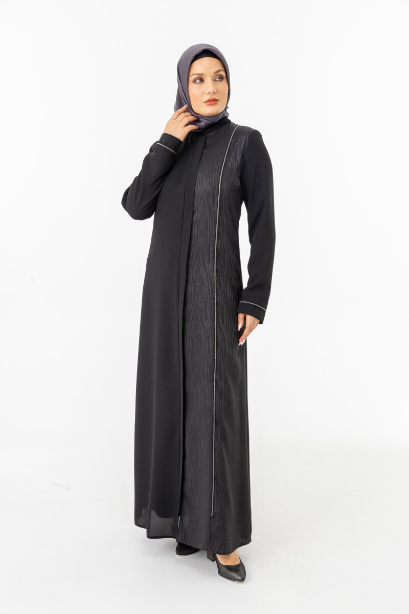İHVAN ZRNY 5505-25 SİYAH JAKARLI ARA BİYELİ FERACE - 3