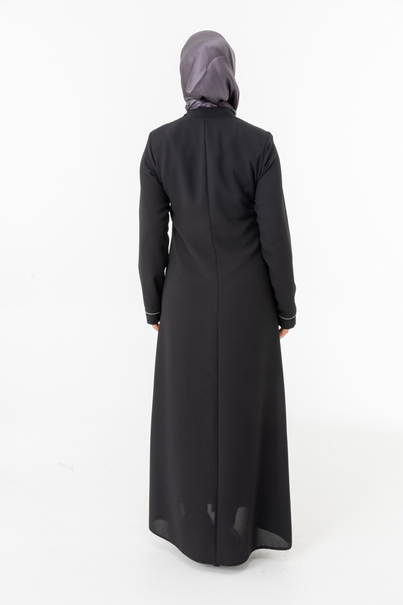 İHVAN ZRNY 5505-25 SİYAH JAKARLI ARA BİYELİ FERACE - 5