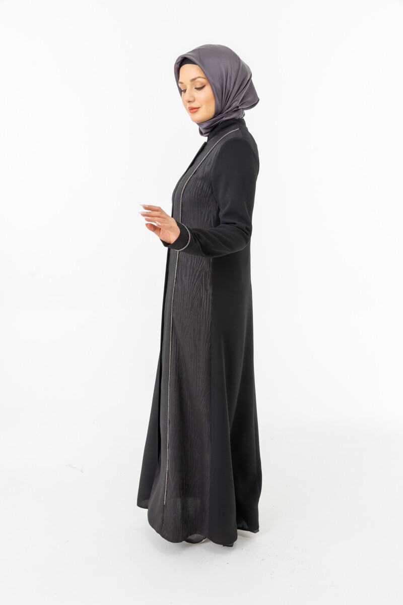 İHVAN ZRNY 5505-25 SİYAH JAKARLI ARA BİYELİ FERACE - 6