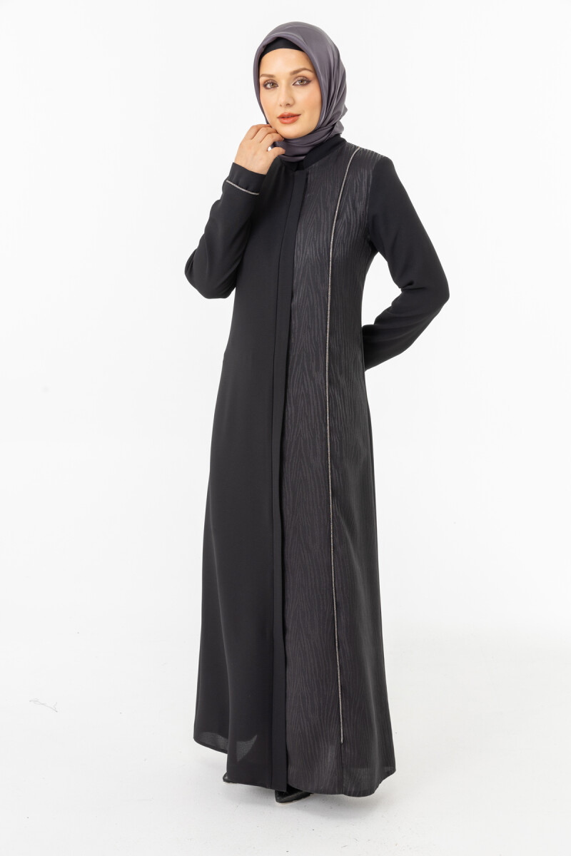 İHVAN ZRNY 5505-25 SİYAH JAKARLI ARA BİYELİ FERACE - 7