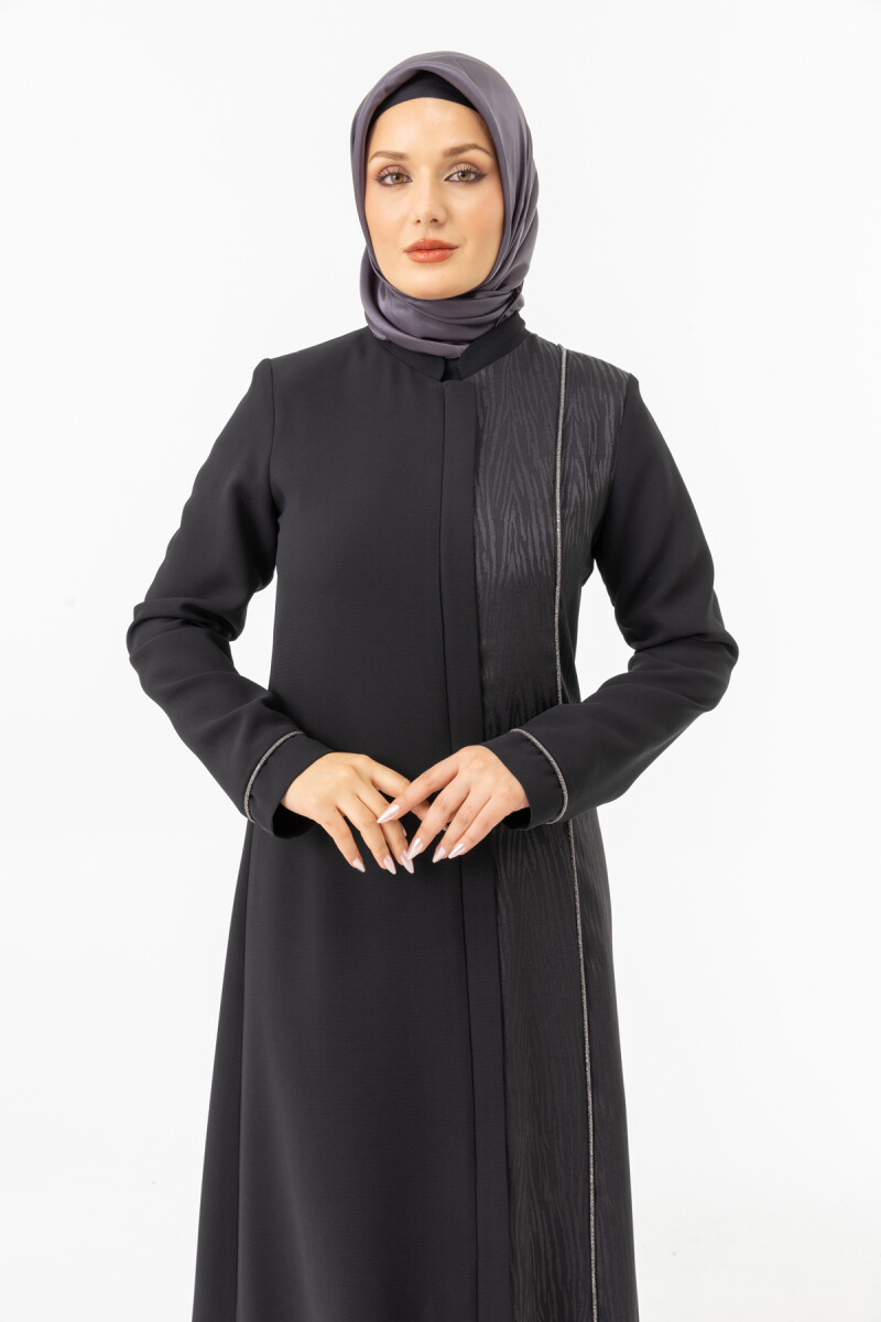 İHVAN ZRNY 5505-25 SİYAH JAKARLI ARA BİYELİ FERACE - 10
