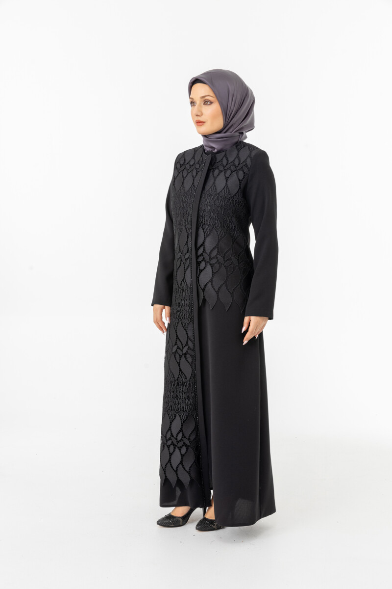 İHVAN ZRNY 5508-25 SİYAH GÜPÜRLÜ ARABİYELİ FERACE - 2