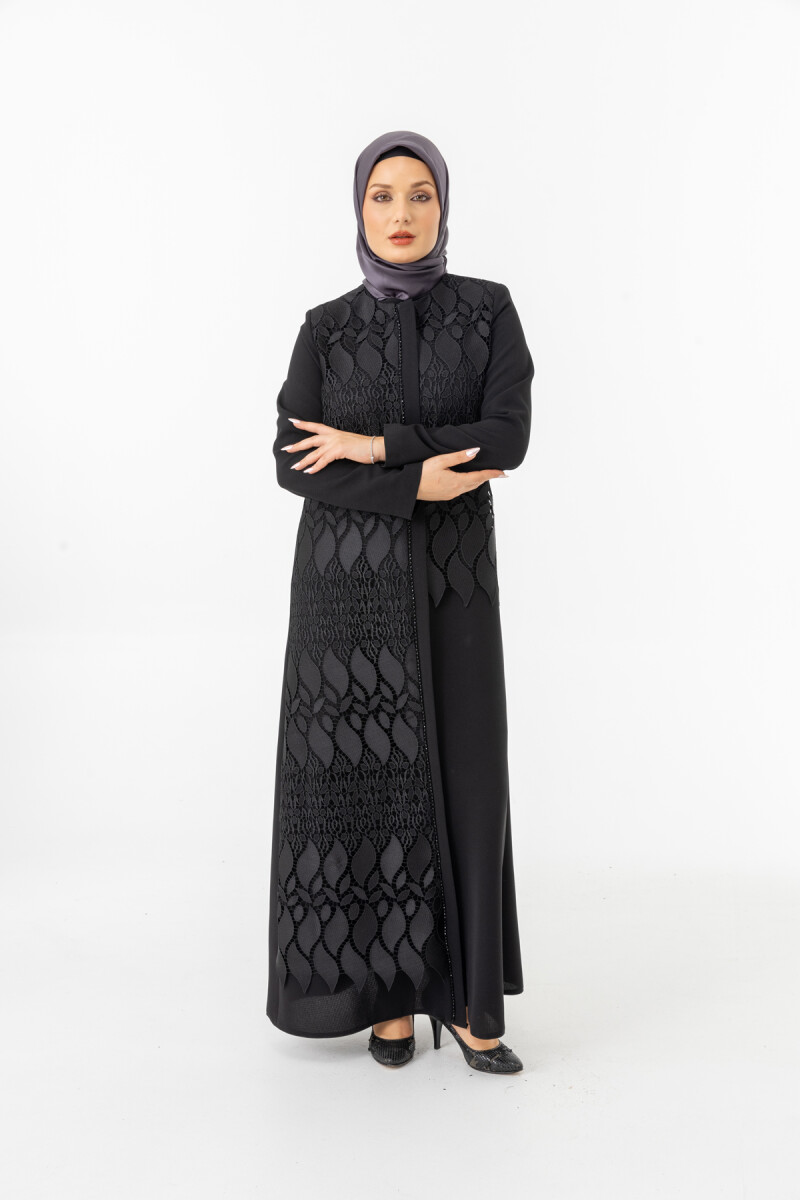 İHVAN ZRNY 5508-25 SİYAH GÜPÜRLÜ ARABİYELİ FERACE - 4