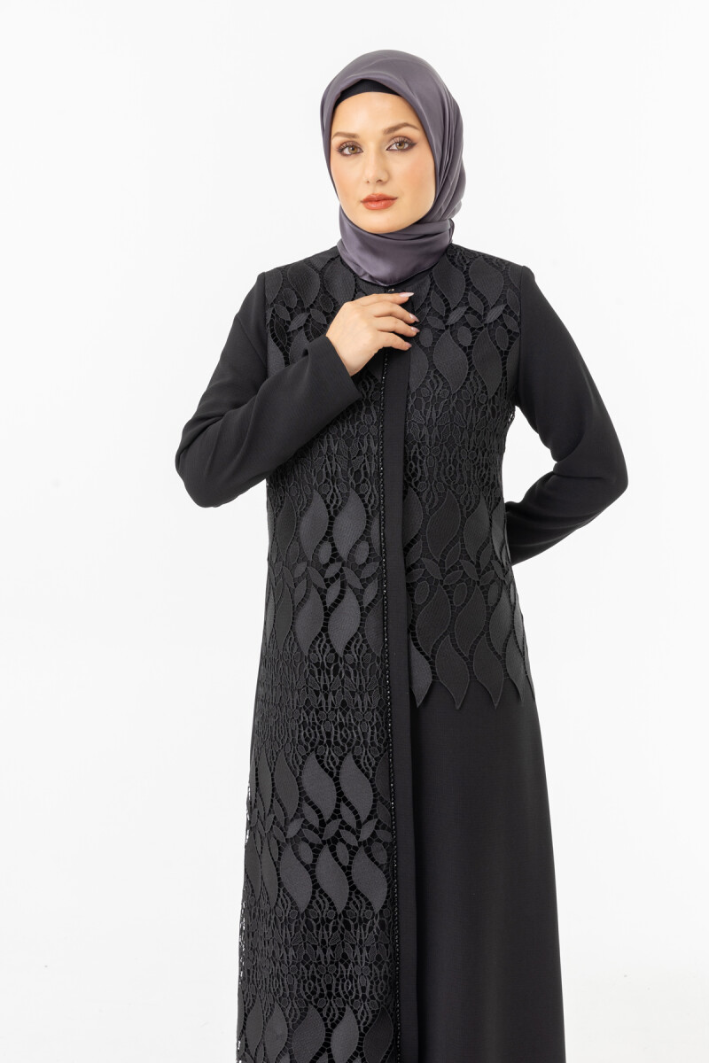 İHVAN ZRNY 5508-25 SİYAH GÜPÜRLÜ ARABİYELİ FERACE - 6