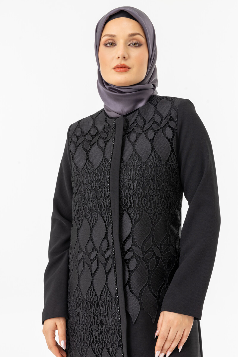 İHVAN ZRNY 5508-25 SİYAH GÜPÜRLÜ ARABİYELİ FERACE - 8
