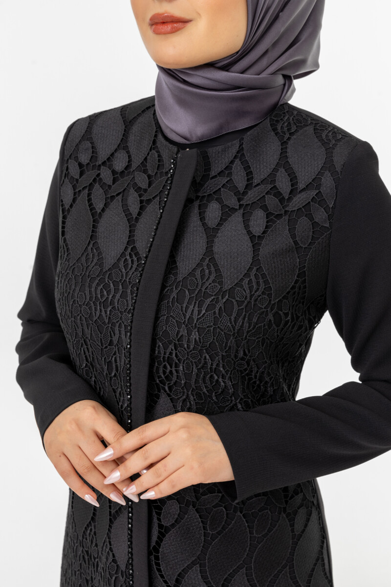 İHVAN ZRNY 5508-25 SİYAH GÜPÜRLÜ ARABİYELİ FERACE - 9