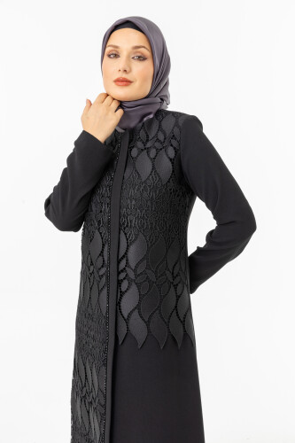 İHVAN ZRNY 5508-25 SİYAH GÜPÜRLÜ ARABİYELİ FERACE - 10