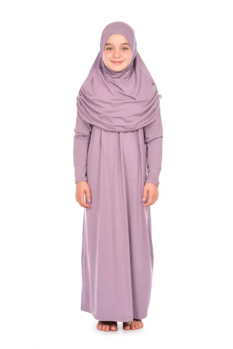 İhvan Children's Practical Prayer Dress, 8-12 Ages Dried Rose - 1