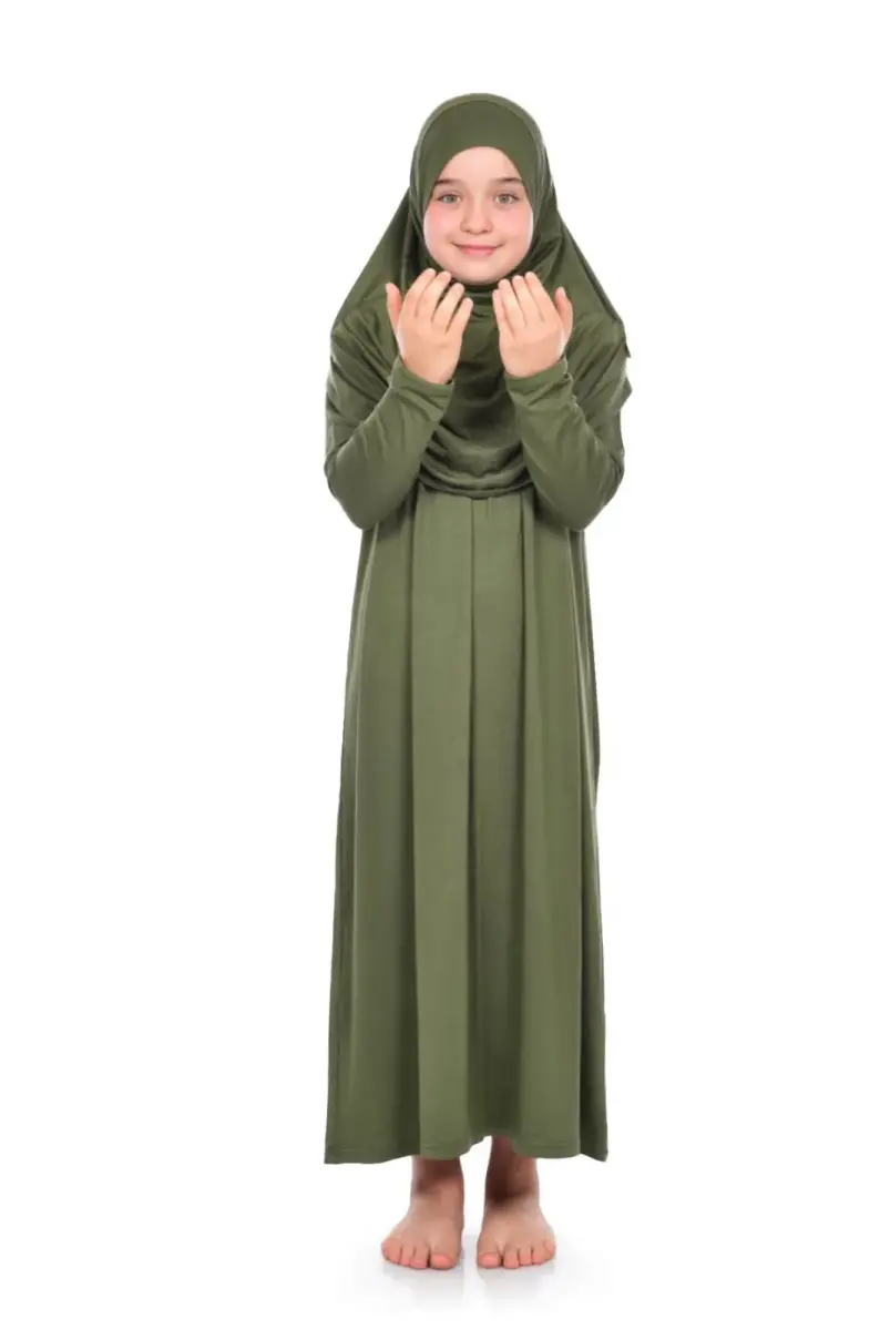 İhvan Kids Practical Prayer Dress 8-12 Ages Khaki - 1